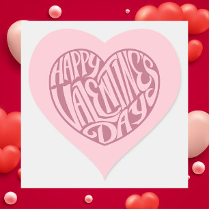 Cute Rosa Valentines day Hjärtformat Klistermärke