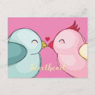 Cute Rosa Valentines day Love birds Vykort