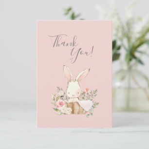Cute Rosa vattencolor Bunny Baby Shower Tack C Kort