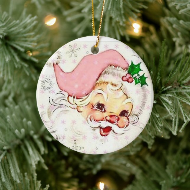 Cute Rosa Vintage Santa Ornament (Träd)