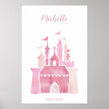 Cute rosa water color girly castle fairy talg