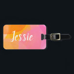 Cute Rosa Watercolor Anpassningsbar Script Monogra Bagagebricka<br><div class="desc">Anpassningsbarna Cute Rosa Watercolor Script Monogram Namn Design</div>