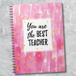 Cute Rosa Watercolor Best Teacher-uppskattning Anteckningsbok