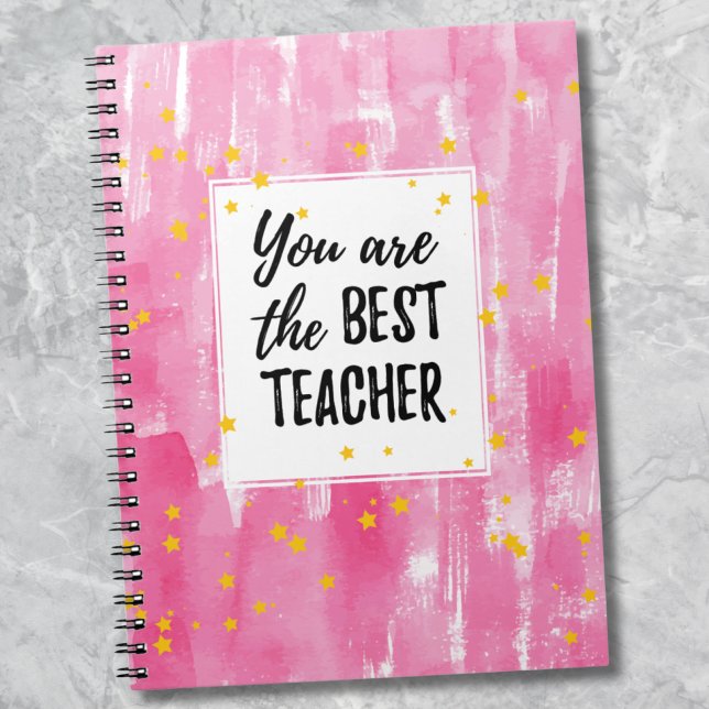 Cute Rosa Watercolor Best Teacher-uppskattning Anteckningsbok (Cute Pink Watercolor Best Teacher Appreciation notebook)