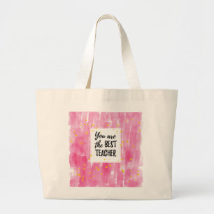 Cute Rosa Watercolor Best Teacher-uppskattning Jumbo Tygkasse