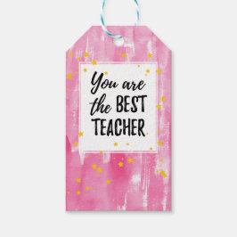 Cute Rosa Watercolor Best Teacher-uppskattning Presentetikett