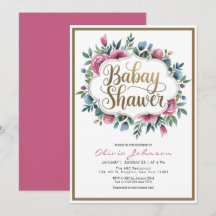Cute Rosa Watercolor Flowers Baby Shawer