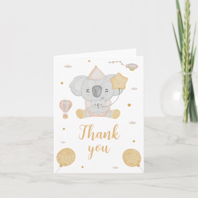Cute Rosa Watercolor Koala Bear Birthday Tack (Framsida)