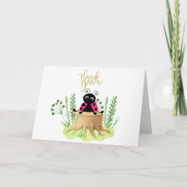 Cute Rosa Watercolor Ladybug Tackkort