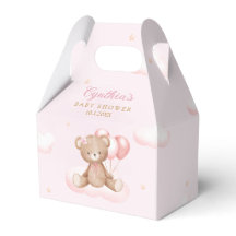 Cute Rosa Watercolor Nalle Girl Baby Shower