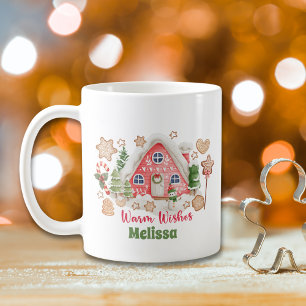 Cute Rosa Watercolor Önskemål Cookie Kaffemugg