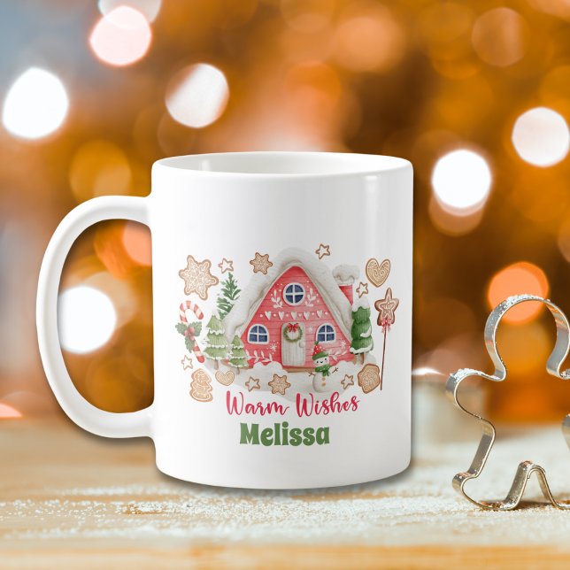 Cute Rosa Watercolor Önskemål Cookie Kaffemugg (Skapare uppladdad)
