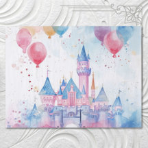 Cute Rosa Watercolor Princess Castle