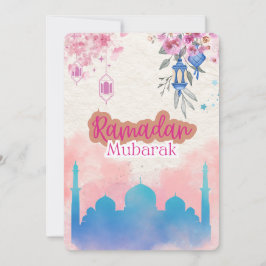 Cute Rosa Watercolor Ramadan Mubarak Anpassade Julkort