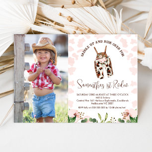 Cute Rosa Western First Rodeo 1:a födelsedagen Inbjudningar