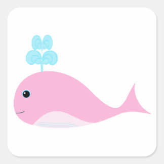 Cute Rosa Whale Fyrkantigt Klistermärke