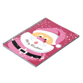 Cute rosa Whimsical Jultomten jul-helgdag Anteckningsbok