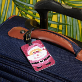 Cute rosa Whimsical Jultomten jul-helgdag Bagagebricka