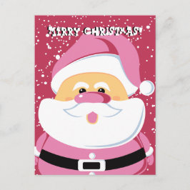 Cute rosa Whimsical Jultomten jul-helgdag Helg Vykort