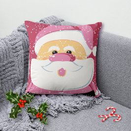 Cute rosa Whimsical Jultomten jul-helgdag Kudde
