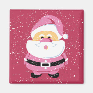 Cute rosa Whimsical Jultomten jul-helgdag Magnet