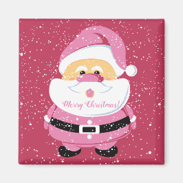 Cute rosa Whimsical Jultomten jul-magenta Magnet