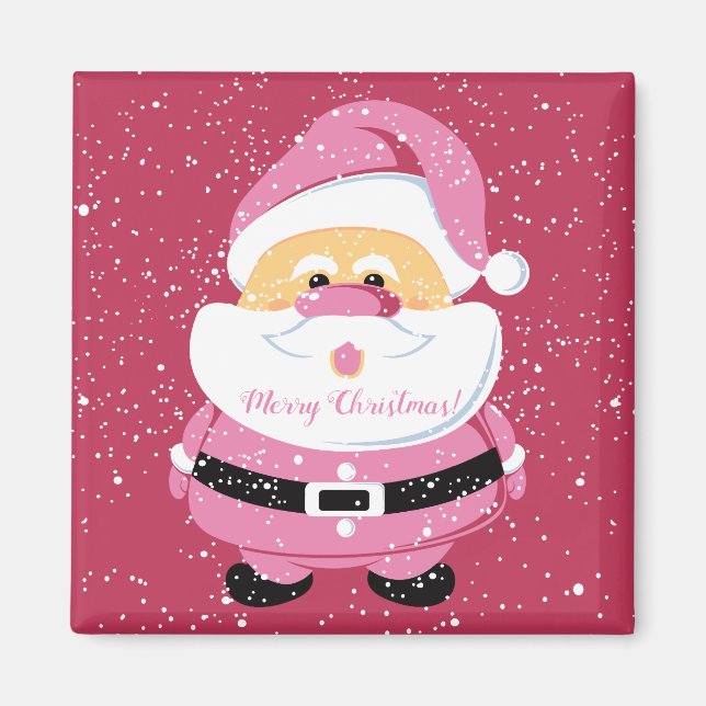 Cute rosa Whimsical Jultomten jul-magenta Magnet (Framsidan)