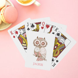 Cute Rosa Whimsical Uggla Personlig Casinokort