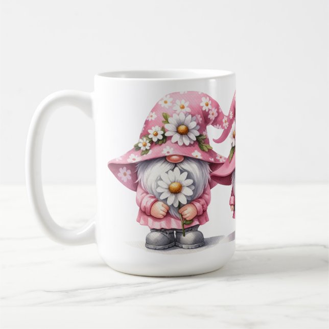 CUTE ROSA & WHITE ALLA HJÄRTANS DAG GNOMES KAFFEMUGG (Vänster)