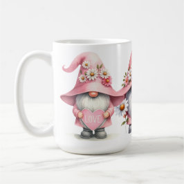 CUTE ROSA & WHITE ALLA HJÄRTANS DAG GNOMES KAFFEMUGG