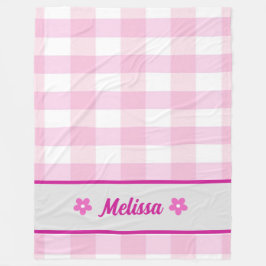 Cute Rosa White Checkated Mönster Anpassningsbar B Fleecefilt