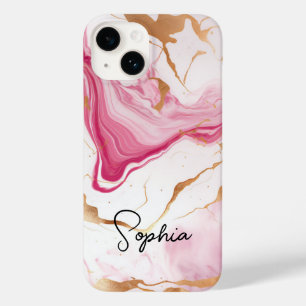 Cute rosa white faux glitter marble art monogram