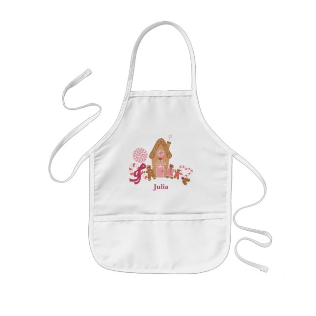Cute Rosa White Gingergold Candy Kids Apron Barnförkläde (Framsidan)