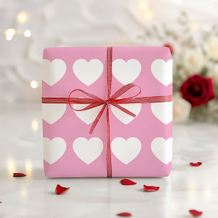 Cute Rosa White Heart Birthday Valentine Day Presentpapper