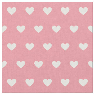 Cute Rosa White Hearts Dot Mönster Tyg