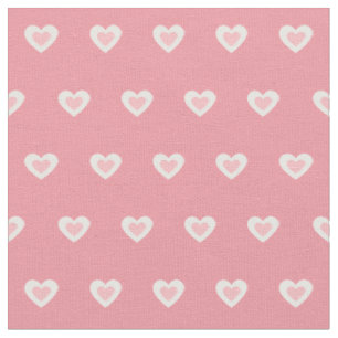 Cute Rosa White Hearts Dot Mönster Tyg