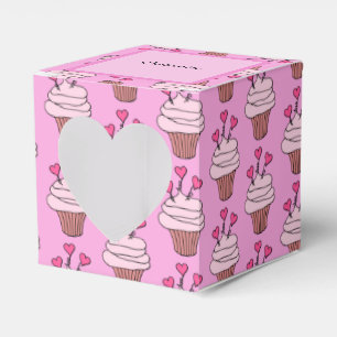 Cute Rosa & White Muffinss Heart Presentaskar