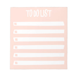 Cute Rosa White Simple Girly to Do List Anteckningsblock