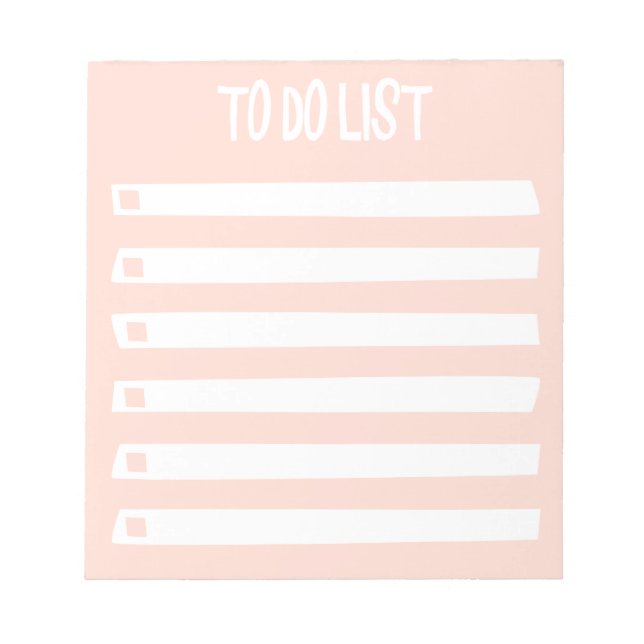 Cute Rosa White Simple Girly to Do List Anteckningsblock (Framsida)