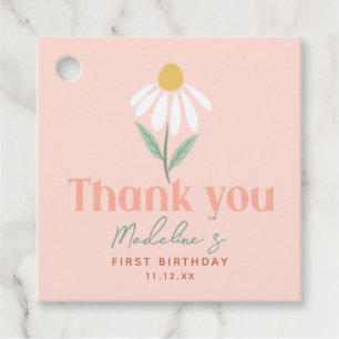 Cute Rosa Wildblomma Daisy Girls Birthday Gåvor Etiketter