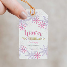 Cute Rosa Winter Wonderland Baby Shower Snöflingor
