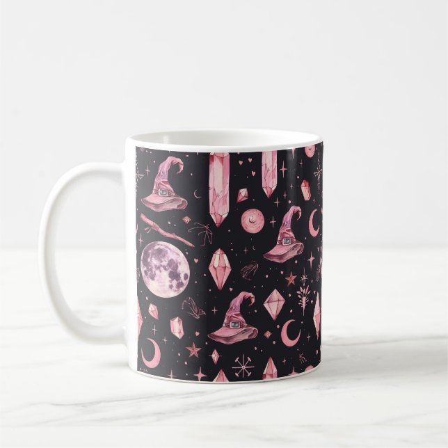 Cute Rosa Witchy Kaffemugg (Vänster)