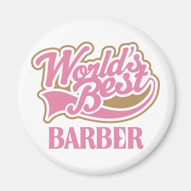 Cute Rosa Worlds Best Barber Magnet (Framsidan)