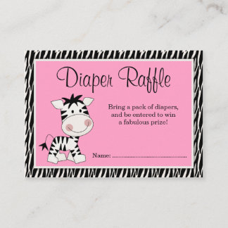Cute Rosa Zebra Baby Shower Raffle Tilläggskort