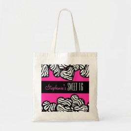 Cute Rosa zebra hjärta Sweet 16 Birthday Tote bag Tygkasse