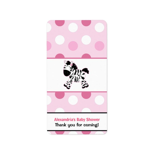 Cute Rosa Zebra Miniature Candy Wrappers Adressetikett (Framsidan)