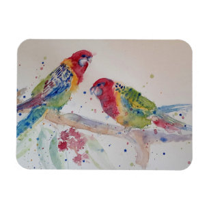 Cute Rosella Parrots bird Watercolor Art Magnet