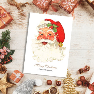 Cute Rosy Cheeks Retro Santa jul Julkort