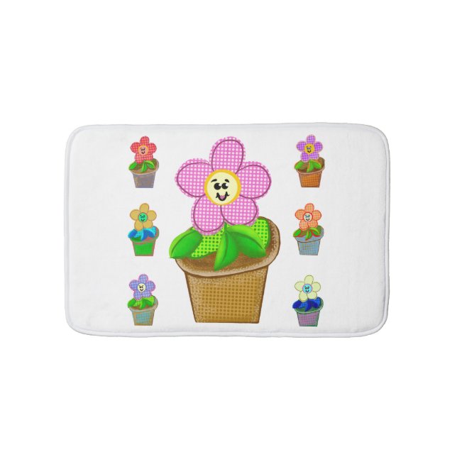 Cute Rosy Posy Poted Flowers Bath Mat Badrumsmatta (Framsidan)