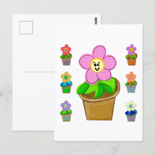 Cute Rosy Posy Poted Flowers vykort
